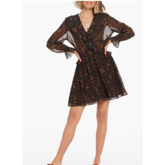 Scotch & Soda Dress Ruffle Leopard Print Mini Fit & Flare size Small - Picture 1 of 11